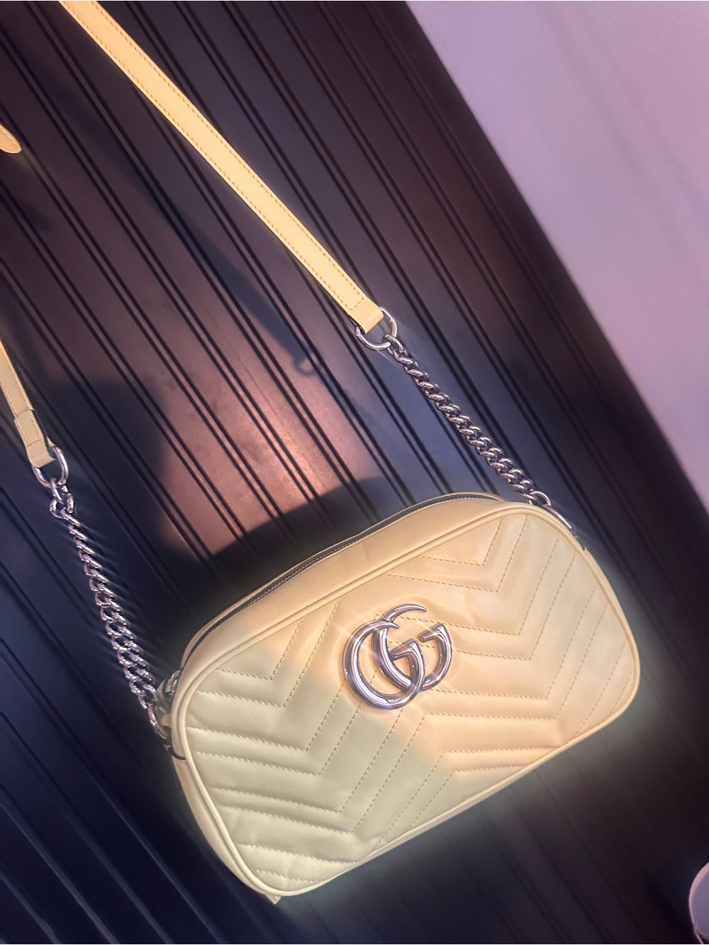 Gucci Yellow Quilted GG Marmont Crossbody Bag
